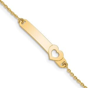 14k Yellow GoldPolished Heart w/1in ext. ID Bracelet